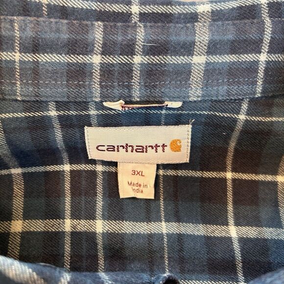 Carhartt Mens Relaxed Fit Blue Plaid Mens Button Flannel Down Sz 3XL - Picture 3 of 7